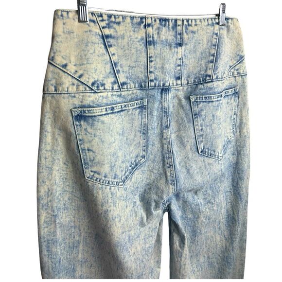 PLT PrettyLittleThing Acid Wash Seam Detail Corset Waist Jeans Size 12 - Picture 8 of 10